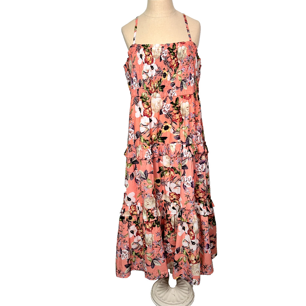 International Concepts Dress Women 2X Plus Tiered Ruffle Floral Feminine Smocked